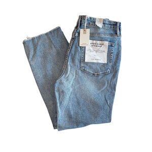 NWT GOOD AMERICAN Womens Super High Rise Good Curve Straight Leg Jeans - Size 14